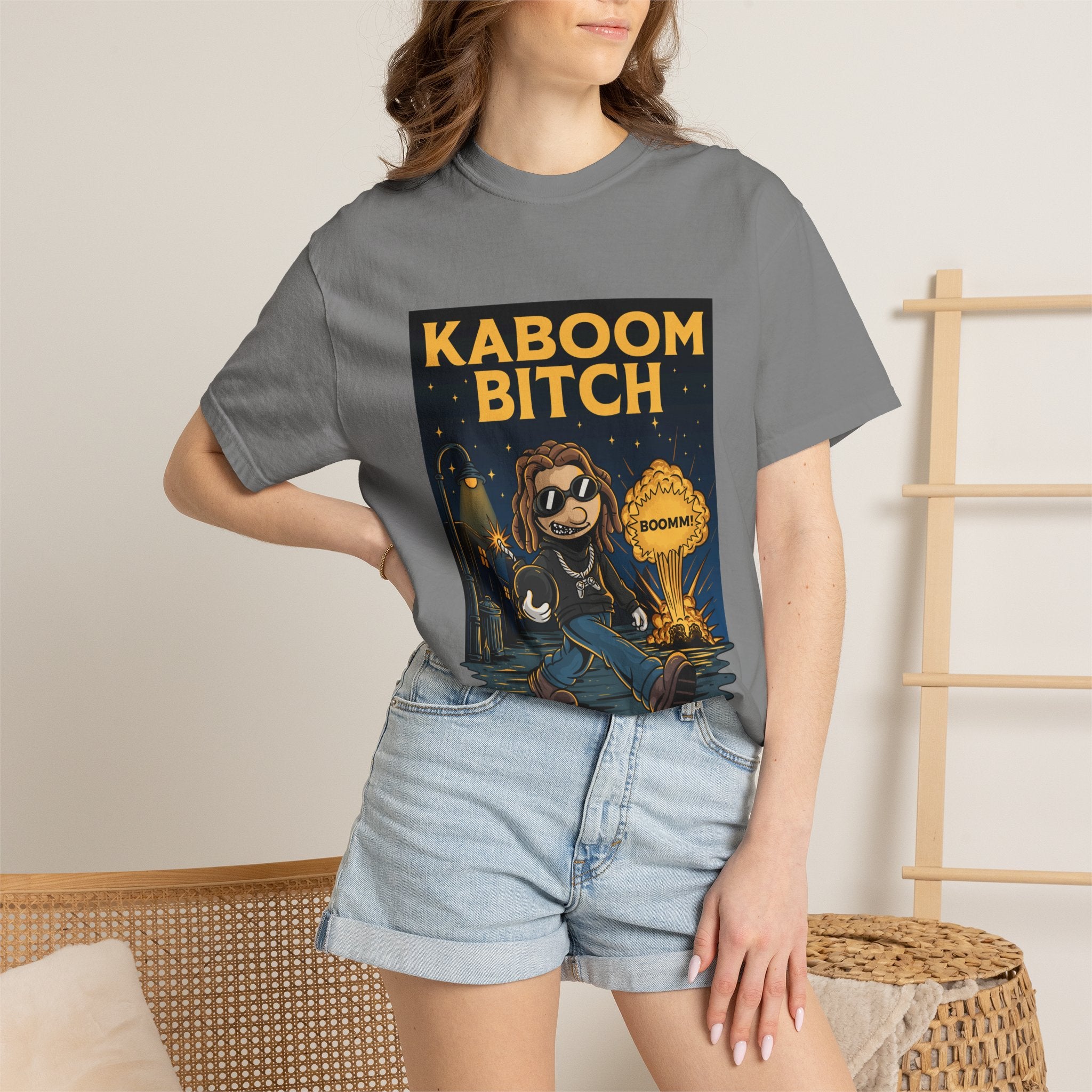 Kaboom Bitch T-Shirt — Vintage Cartoon Explosion Graphic Tee