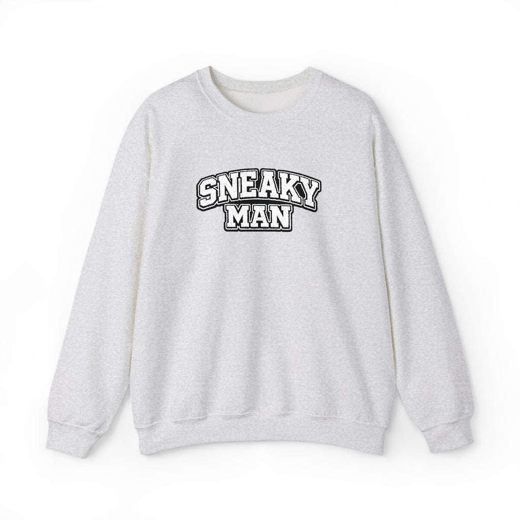 Sneaky Man Crewneck Sweatshirt — Retro Collegiate Embroidery