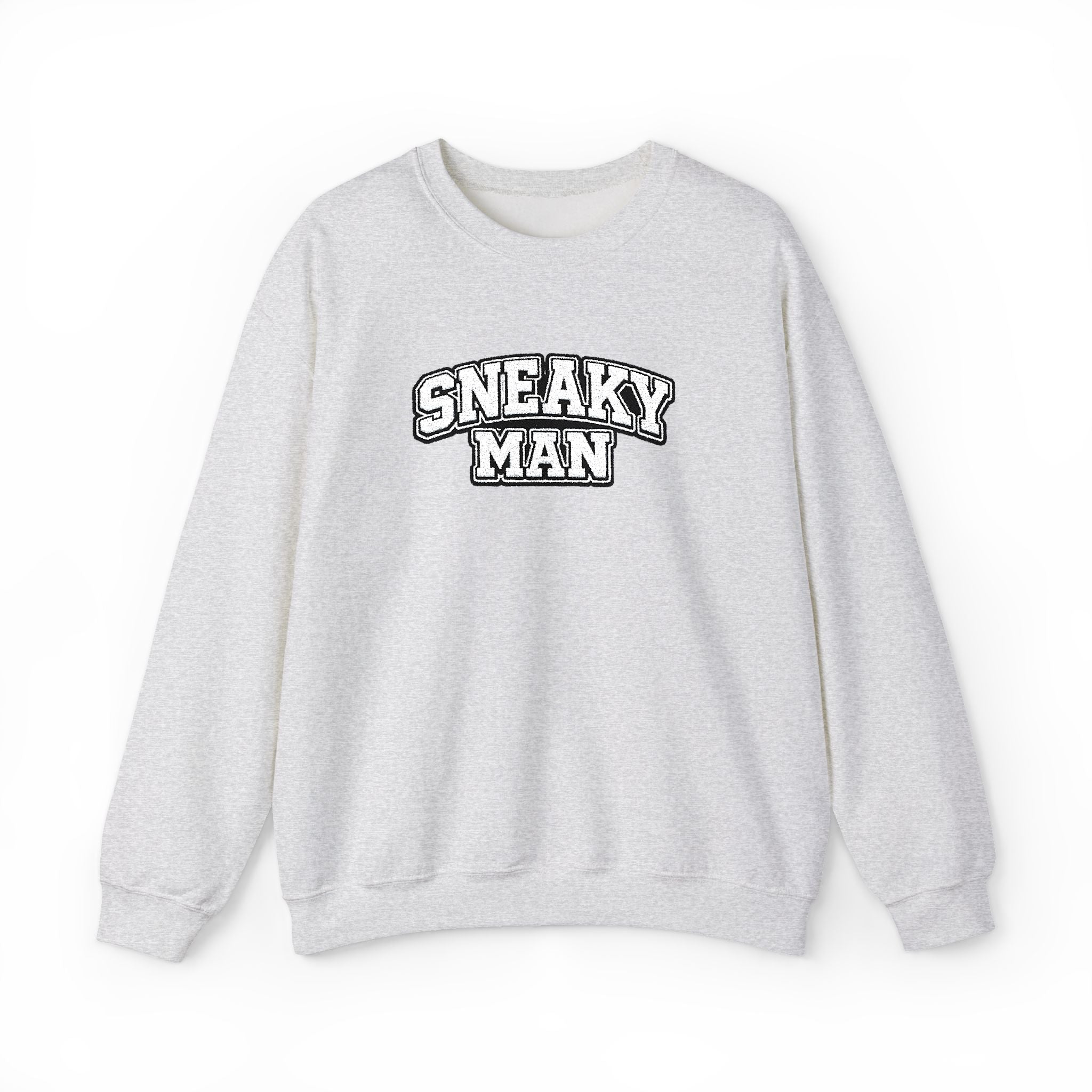 Sneaky Man Crewneck Sweatshirt — Retro Collegiate Embroidery