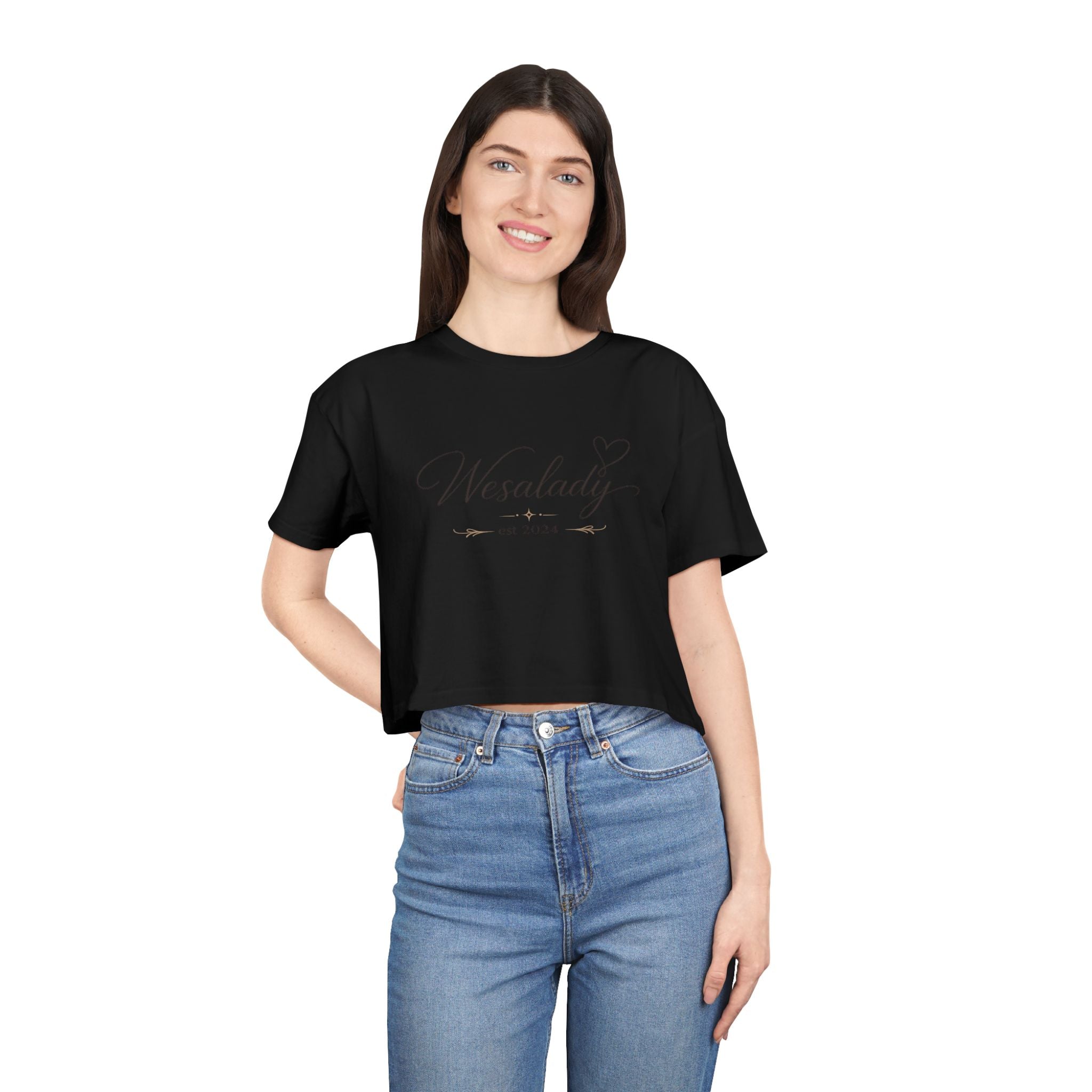 Crop Tee — "Wesalady est. 2024" Feminine Script Crop Top