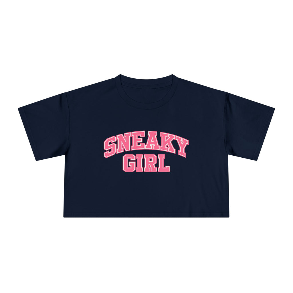 Sneaky Girl Pink Retro Crop Tee