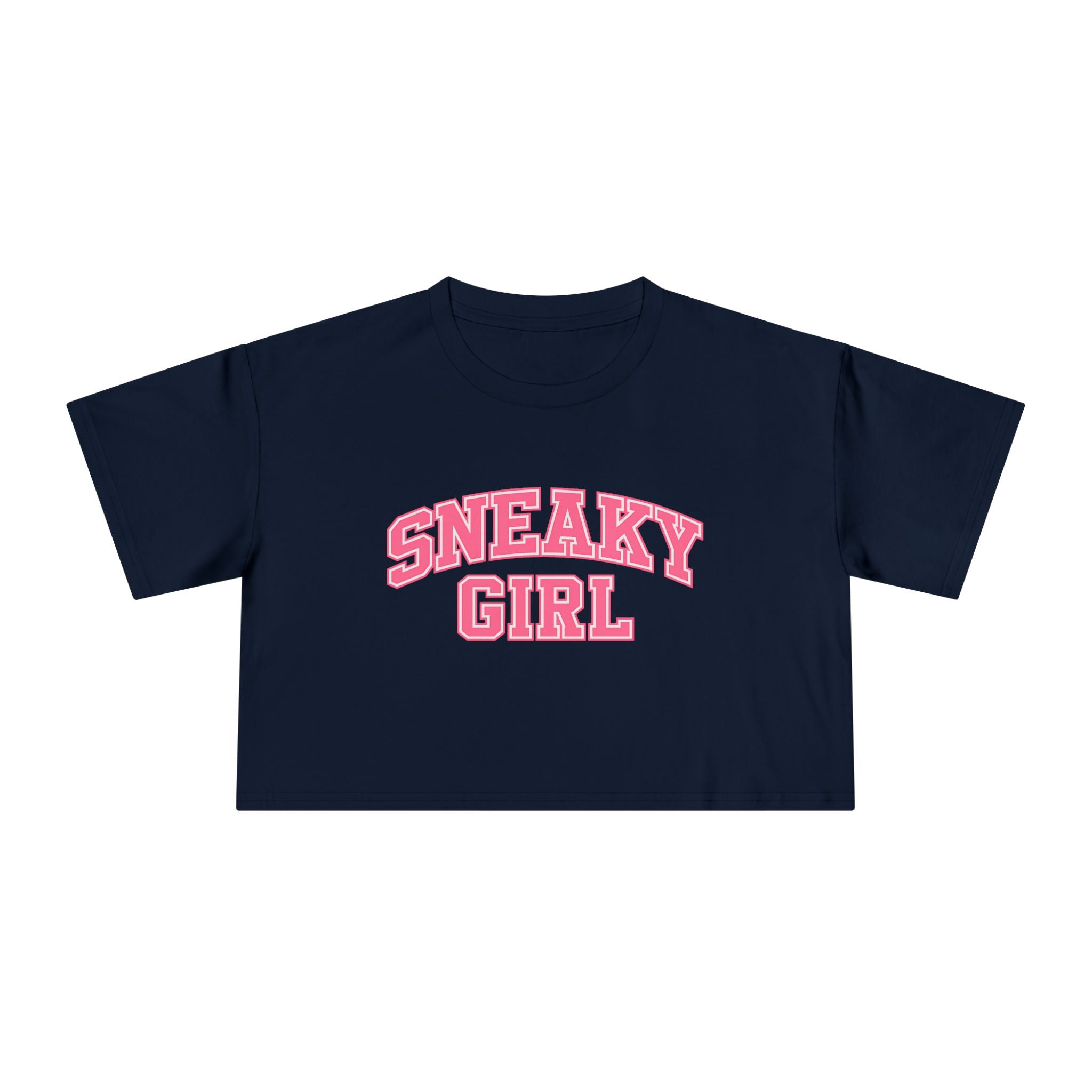 Sneaky Girl Pink Retro Crop Tee