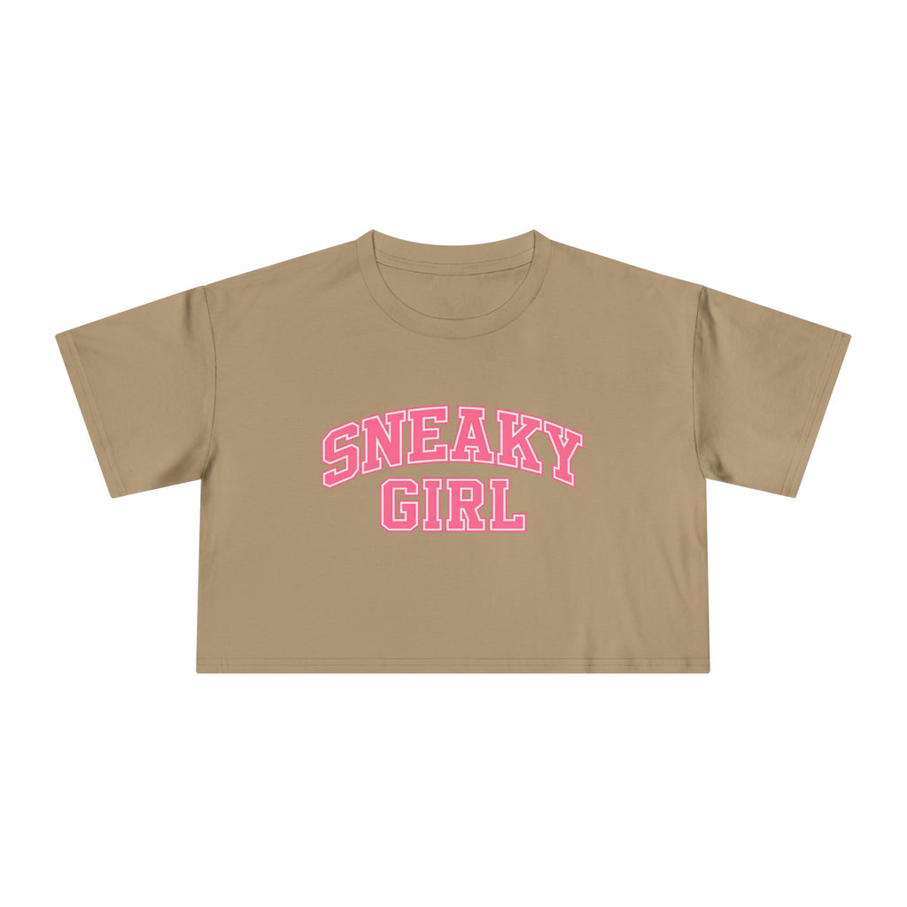 Sneaky Girl Pink Retro Crop Tee