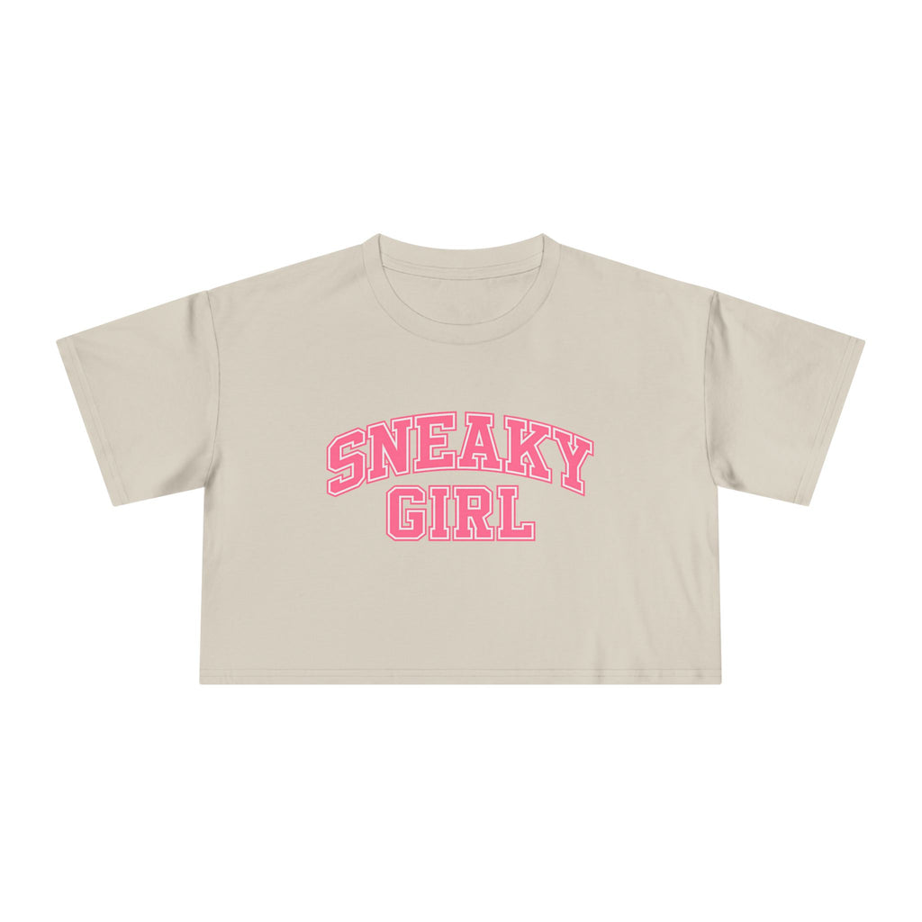 Sneaky Girl Pink Retro Crop Tee
