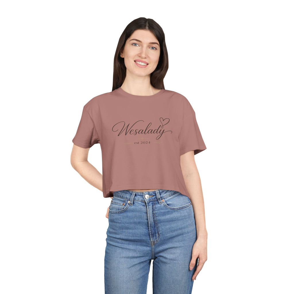 Crop Tee — "Wesalady est. 2024" Feminine Script Crop Top