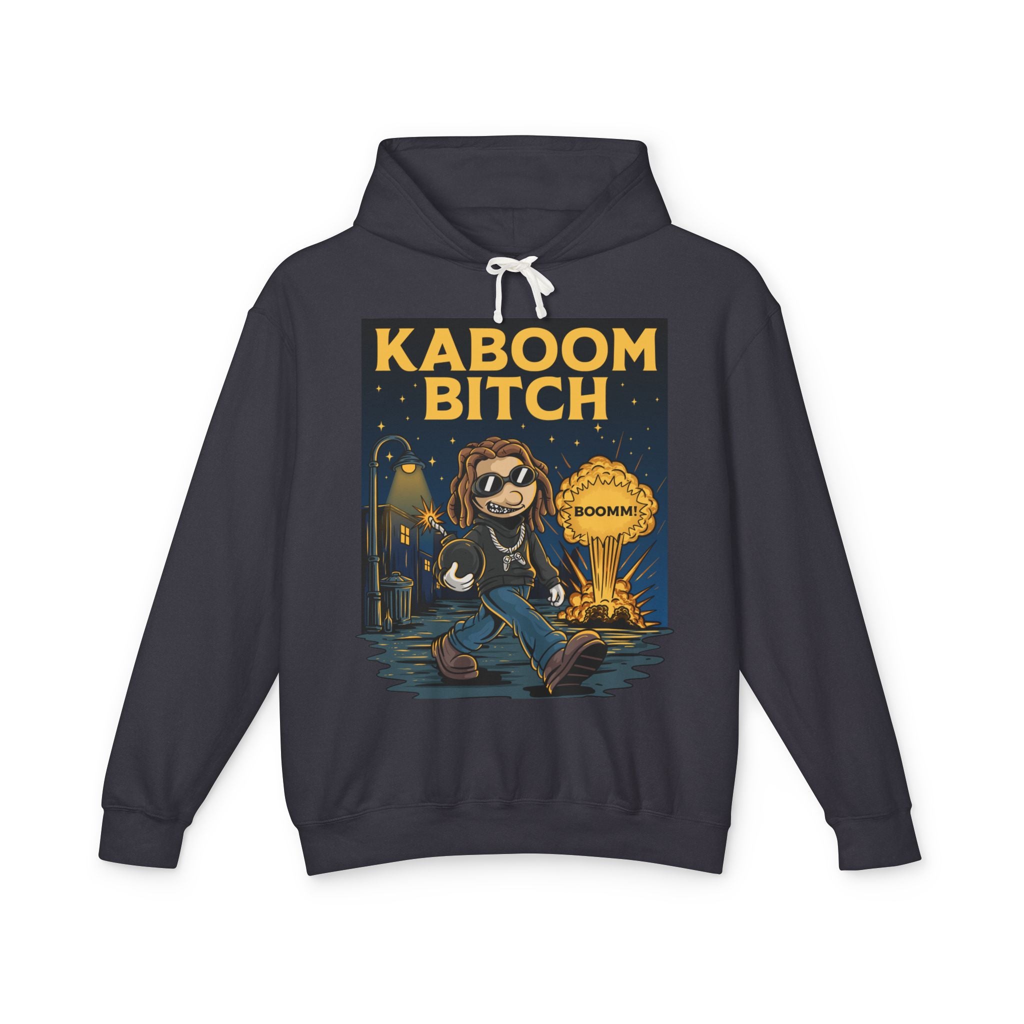 Unisex Kaboom Bitch Hoodie — Retro Cartoon Explosion Graphic Hoodie