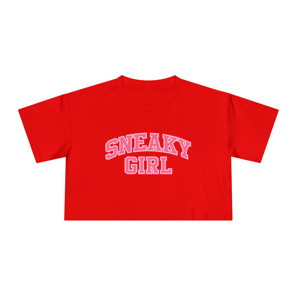 Sneaky Girl Pink Retro Crop Tee