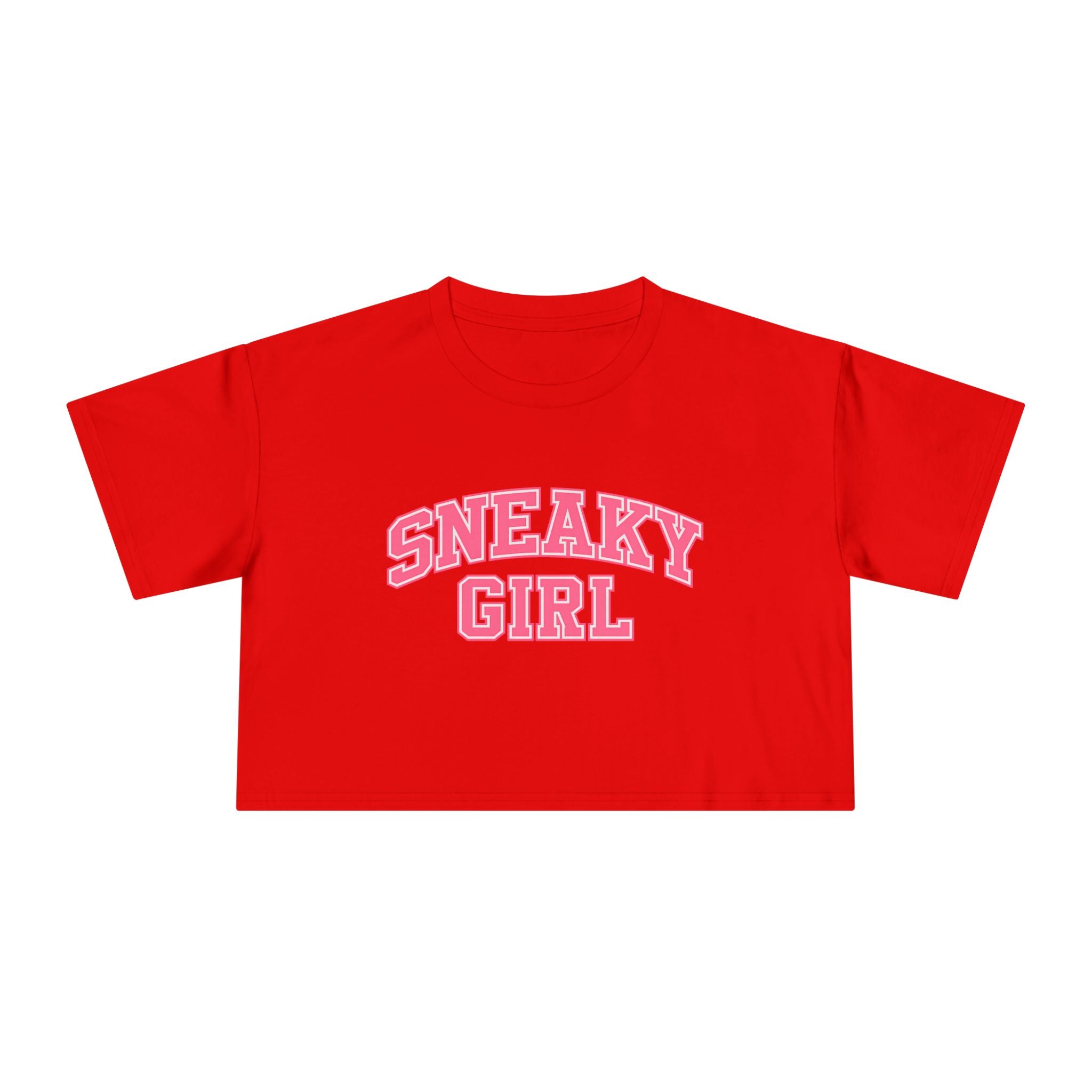 Sneaky Girl Pink Retro Crop Tee
