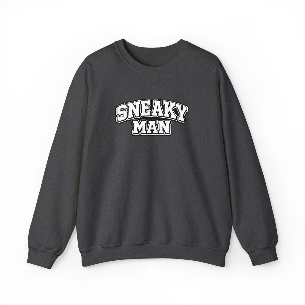 Sneaky Man Crewneck Sweatshirt — Retro Collegiate Embroidery