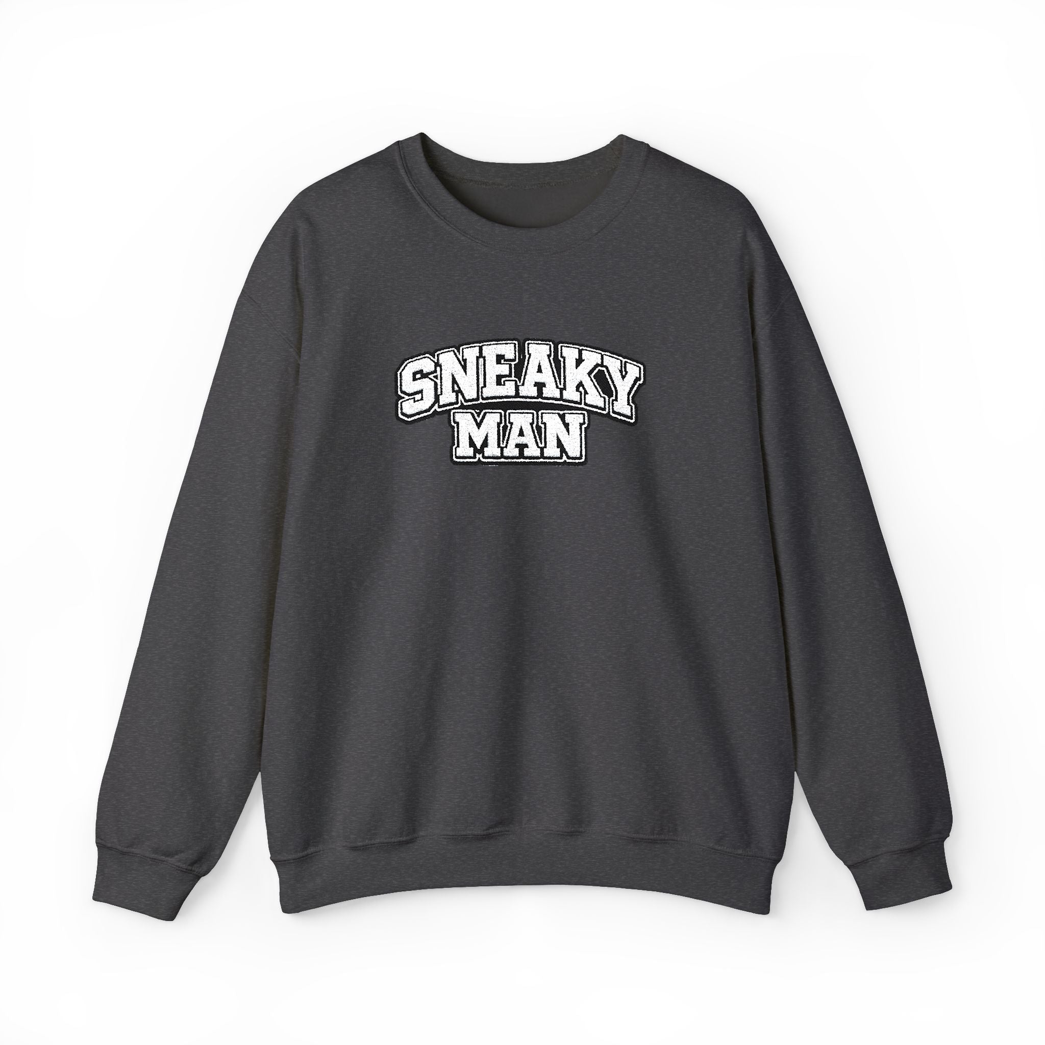 Sneaky Man Crewneck Sweatshirt — Retro Collegiate Embroidery