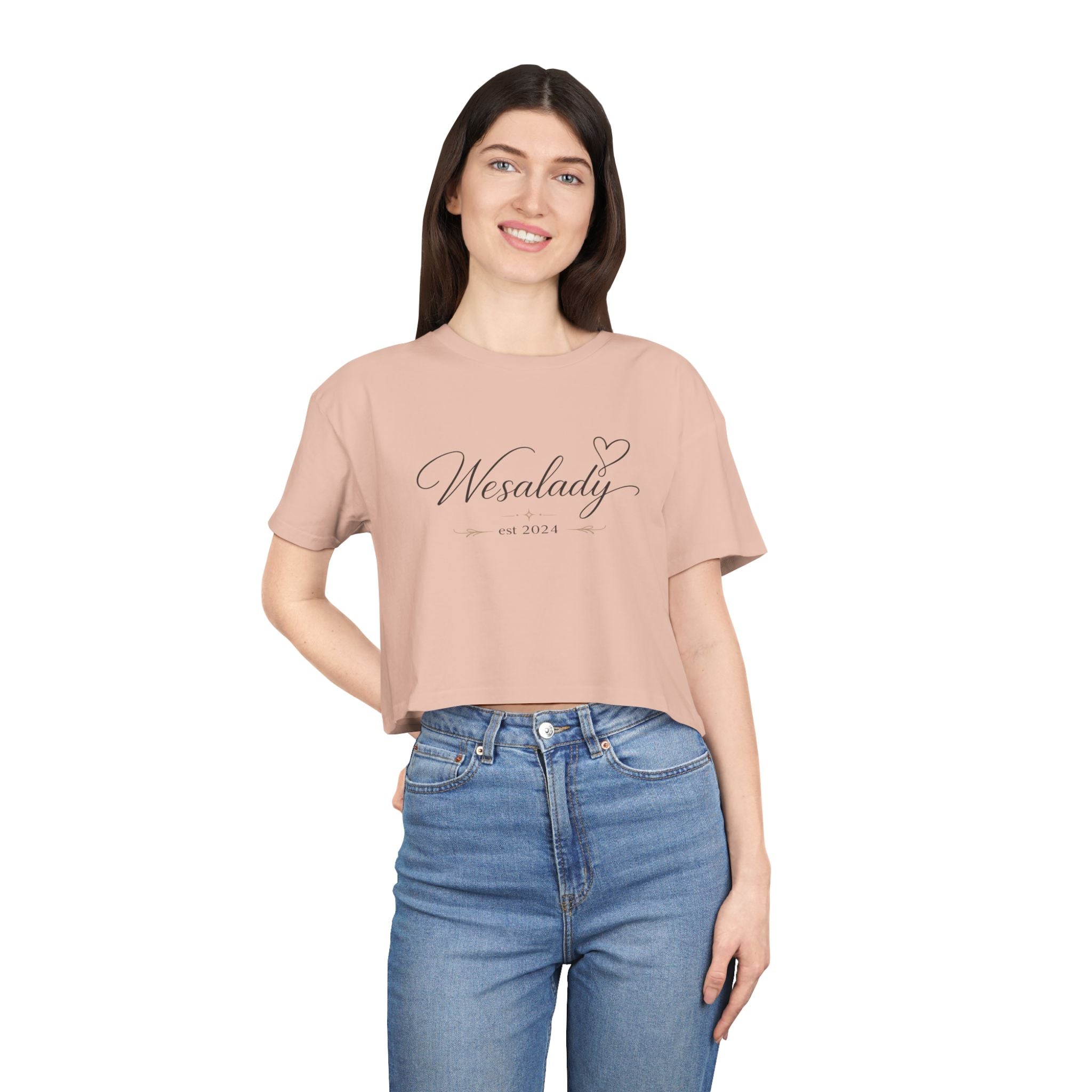 Crop Tee — "Wesalady est. 2024" Feminine Script Crop Top