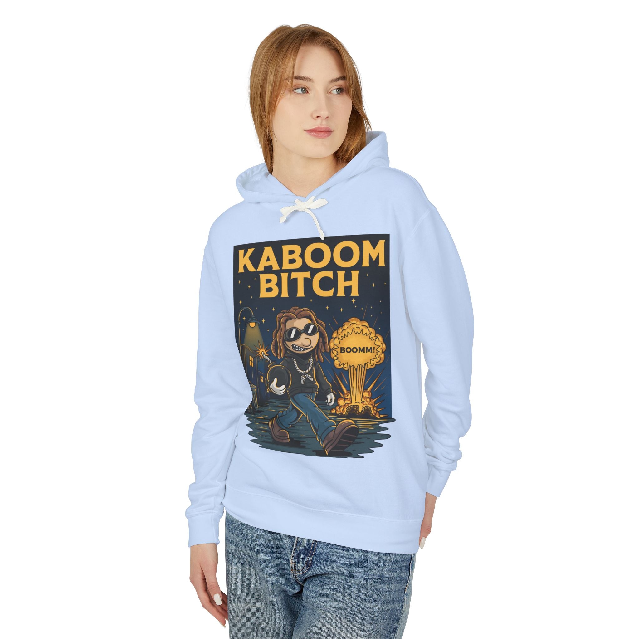 Unisex Kaboom Bitch Hoodie — Retro Cartoon Explosion Graphic Hoodie