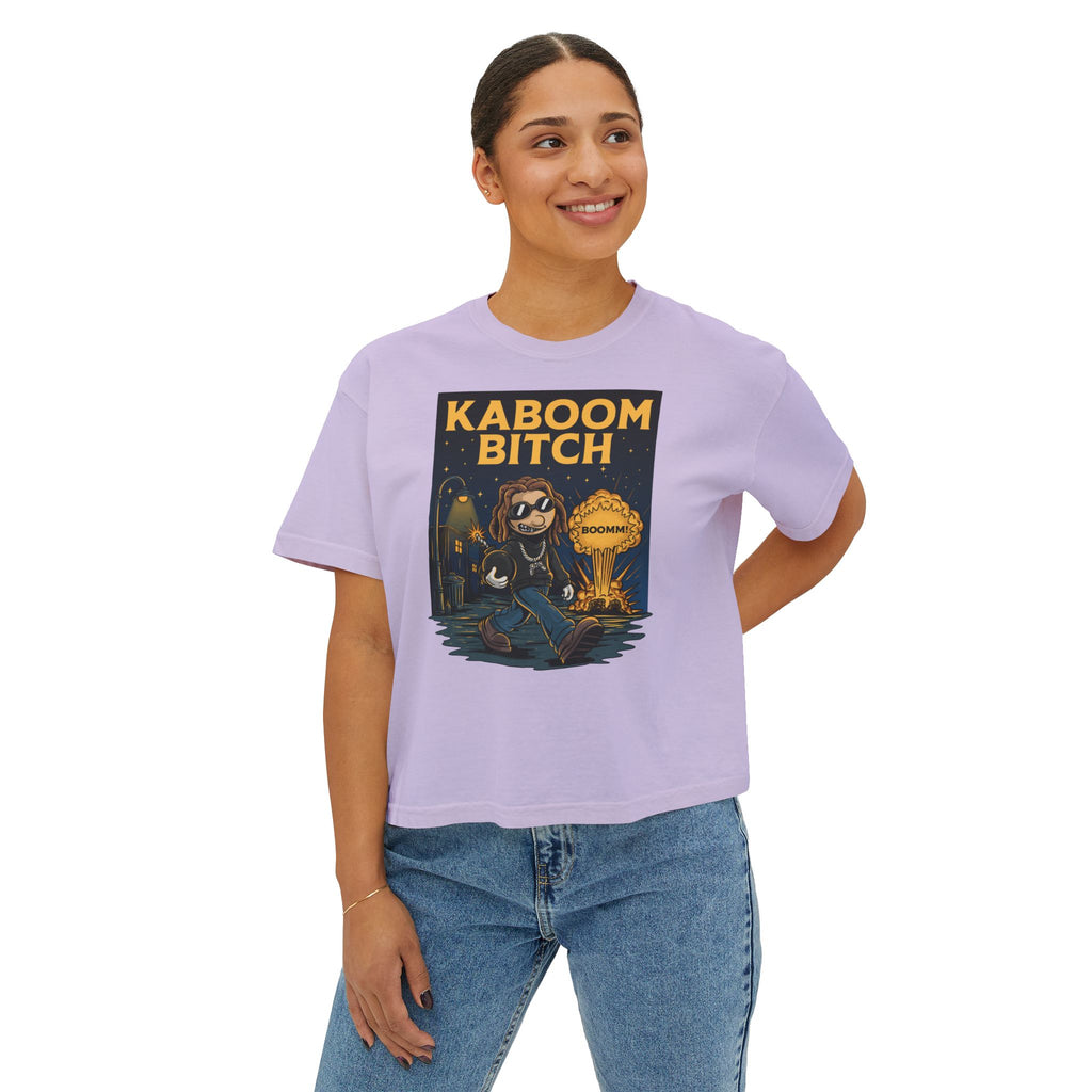WesaLady Kaboom Bitch Graphic Tee — Women's Boxy Crop Top