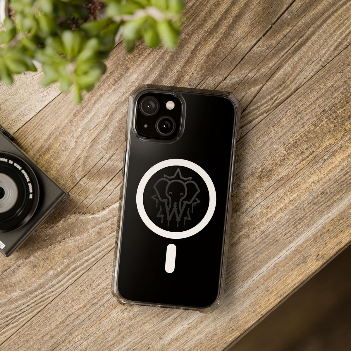 Clear Magnetic Phone Case — Black Elephant Wesalinki Ring Grip