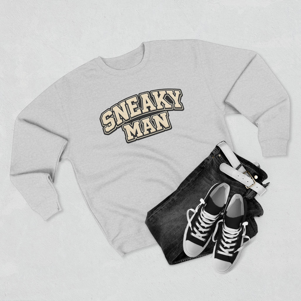 Sneaky Man Crewneck Sweatshirt — Retro Collegiate Graphic Pullover