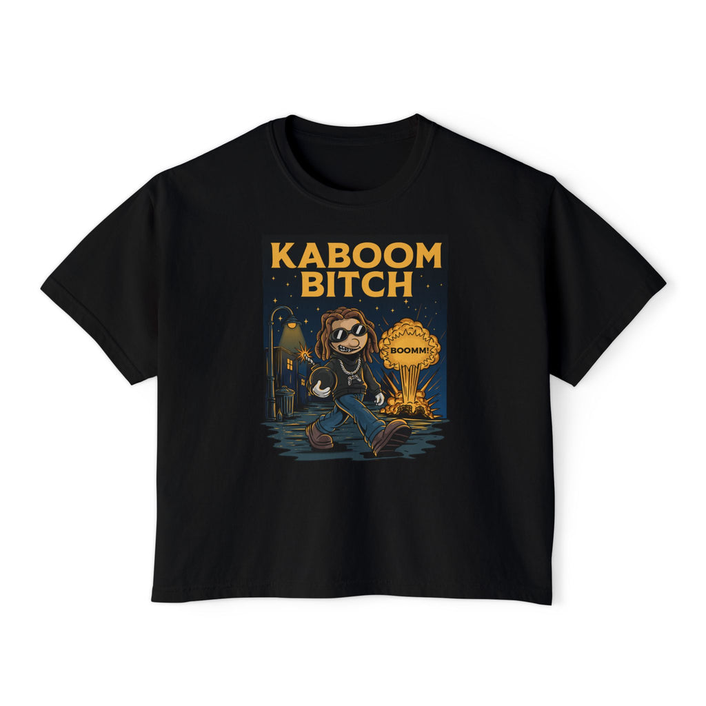 WesaLady Kaboom Bitch Graphic Tee — Women's Boxy Crop Top