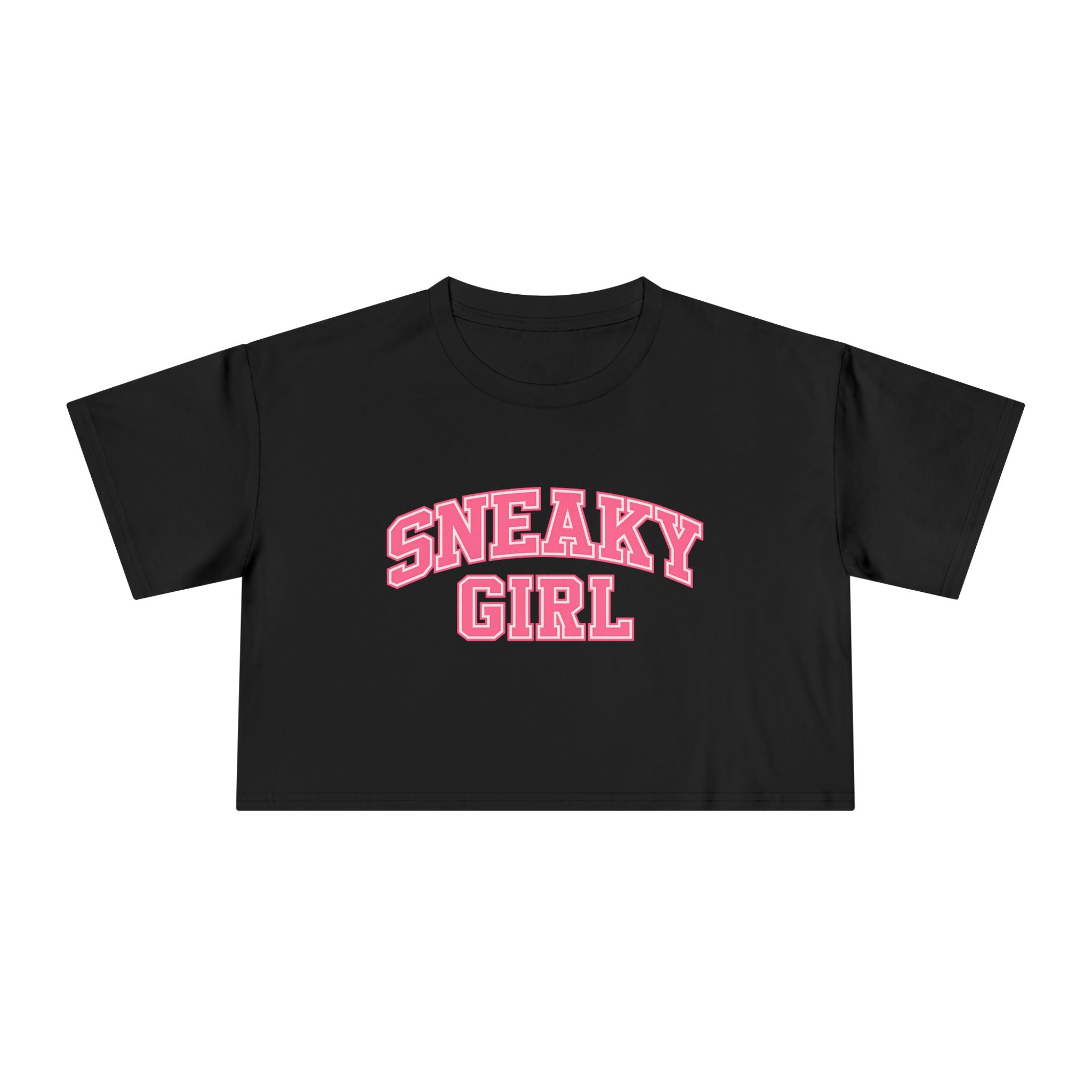 Sneaky Girl Pink Retro Crop Tee