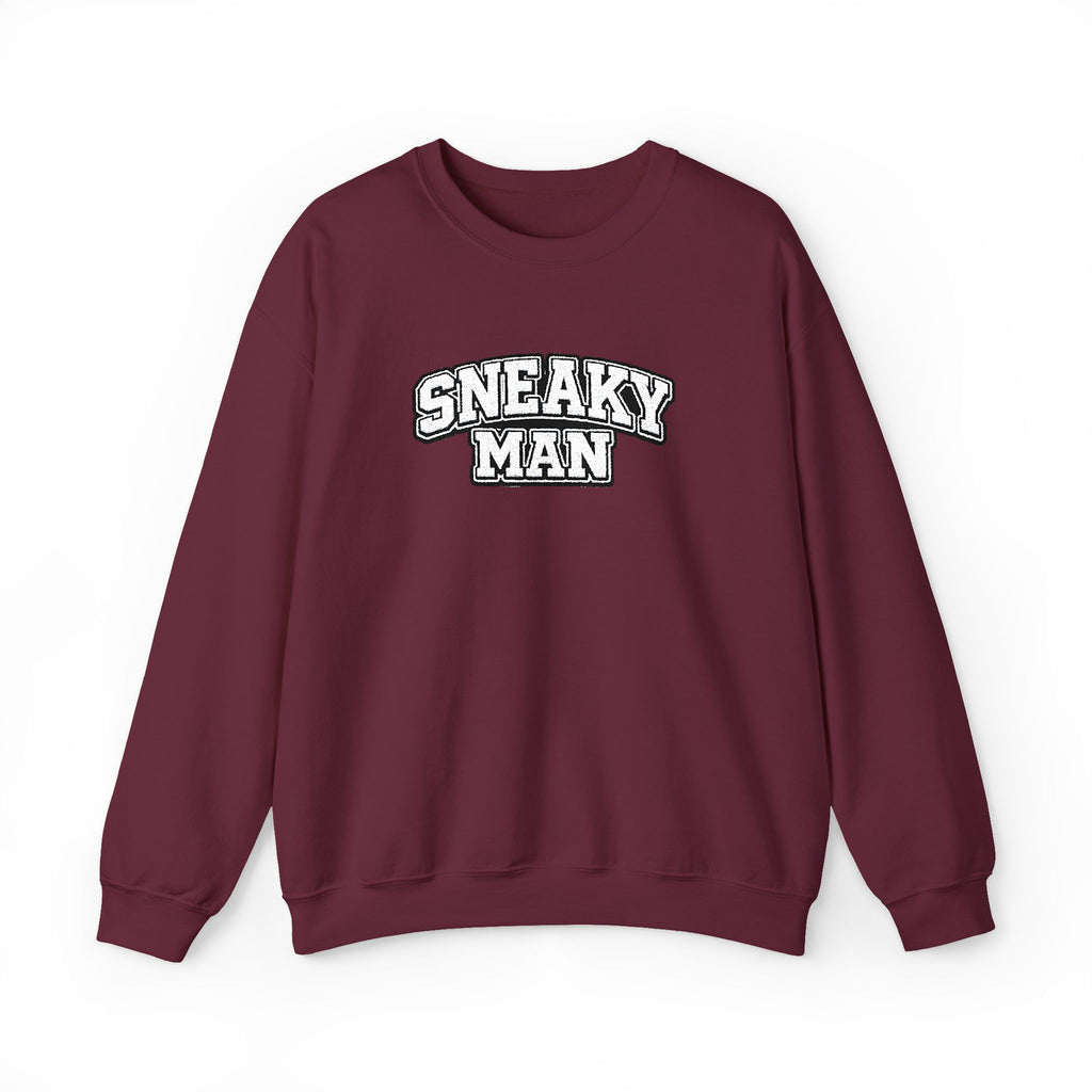 Sneaky Man Crewneck Sweatshirt — Retro Collegiate Embroidery