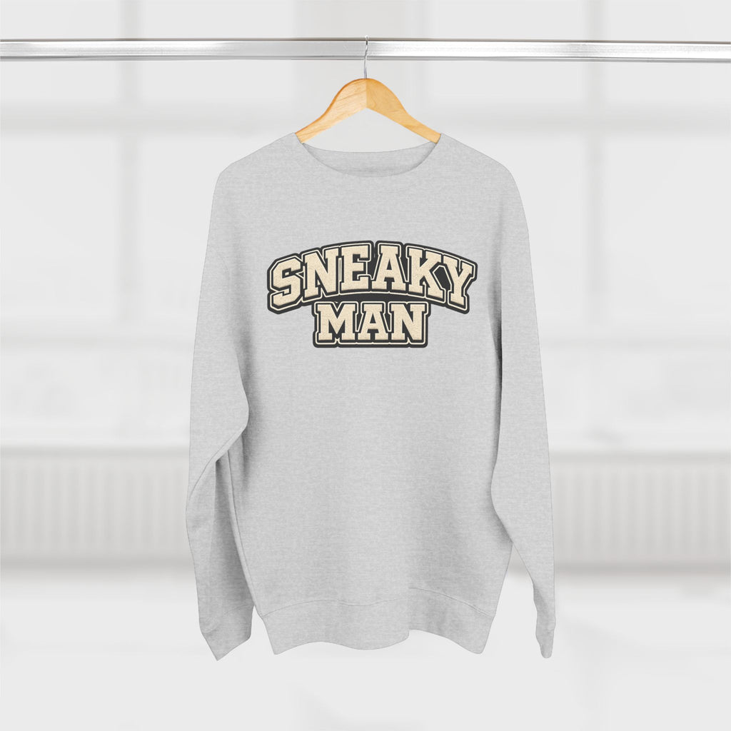 Sneaky Man Crewneck Sweatshirt — Retro Collegiate Graphic Pullover