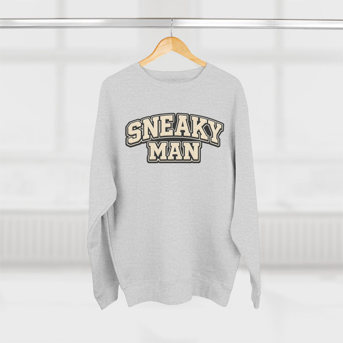 Sneaky Man Crewneck Sweatshirt — Retro Collegiate Graphic Pullover