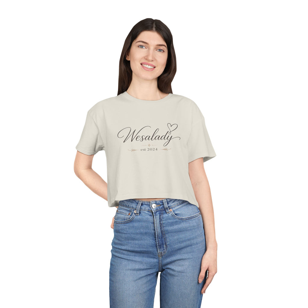 Crop Tee — "Wesalady est. 2024" Feminine Script Crop Top
