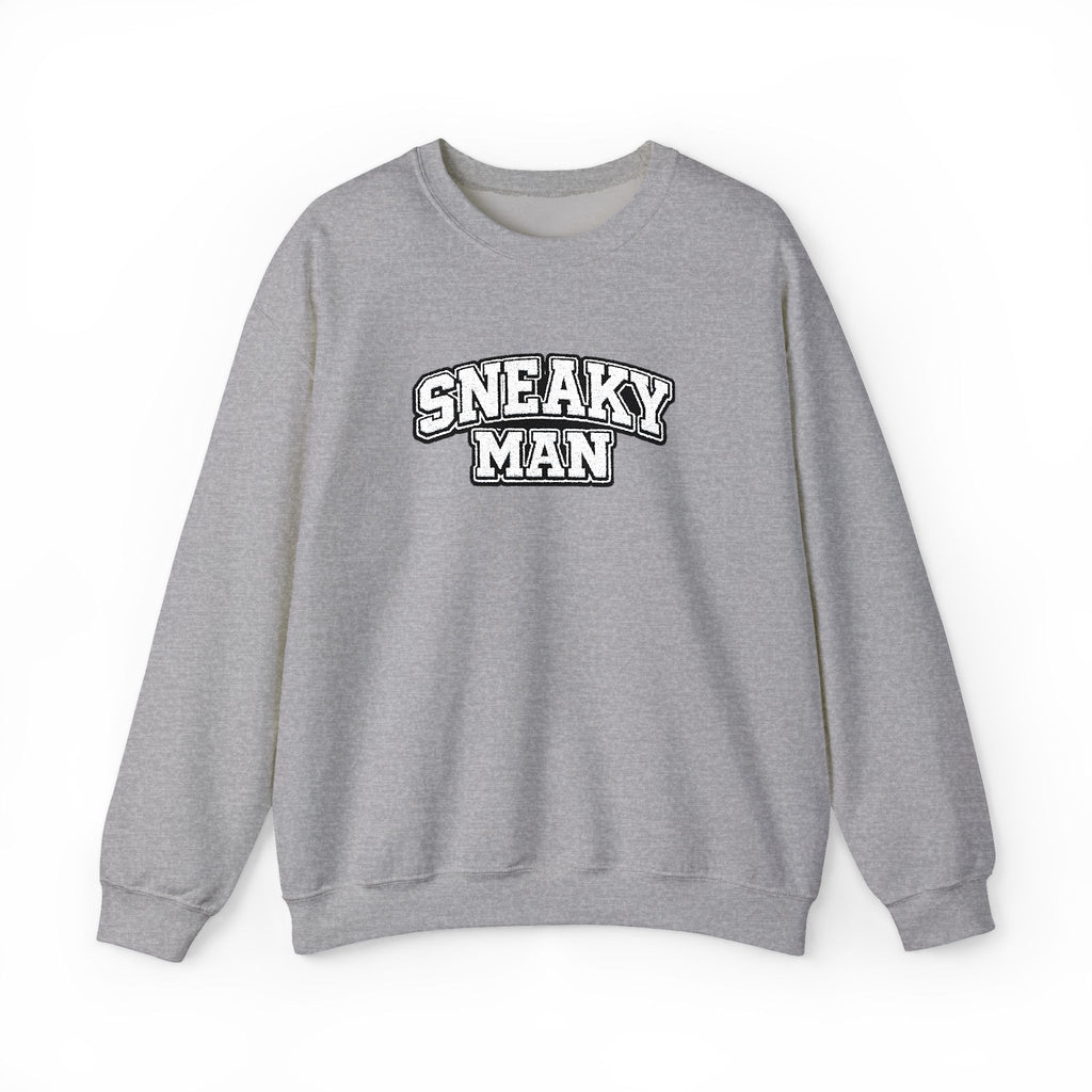 Sneaky Man Crewneck Sweatshirt — Retro Collegiate Embroidery