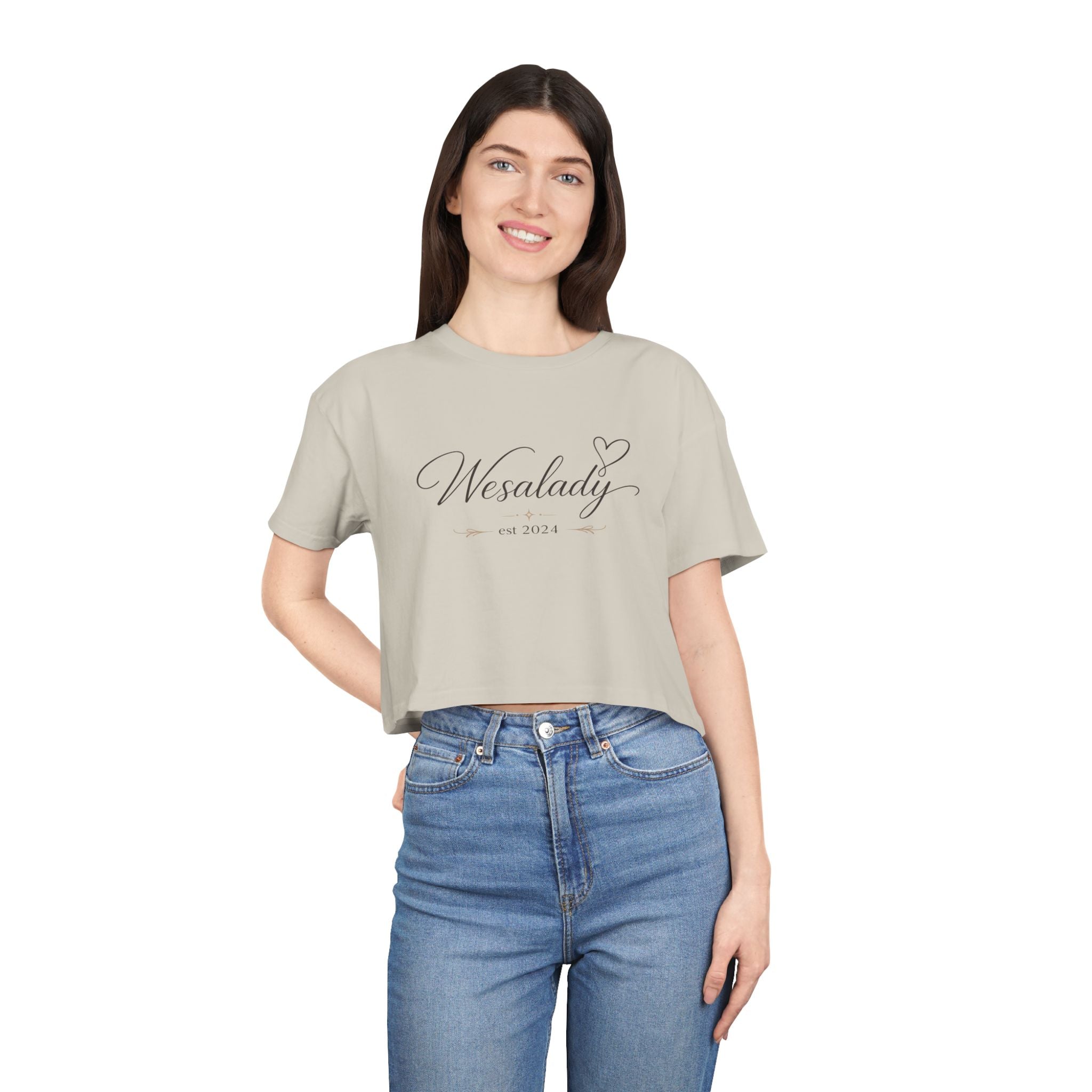 Crop Tee — "Wesalady est. 2024" Feminine Script Crop Top