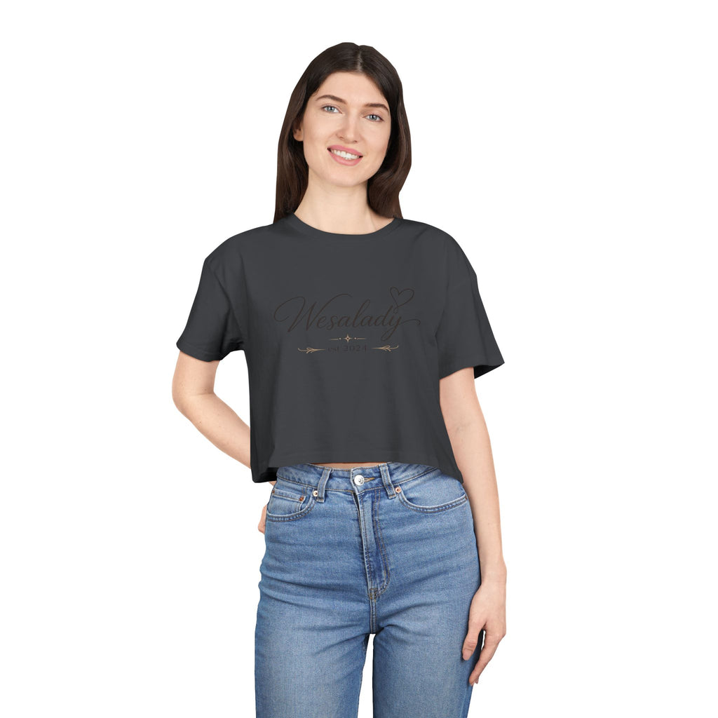 Crop Tee — "Wesalady est. 2024" Feminine Script Crop Top