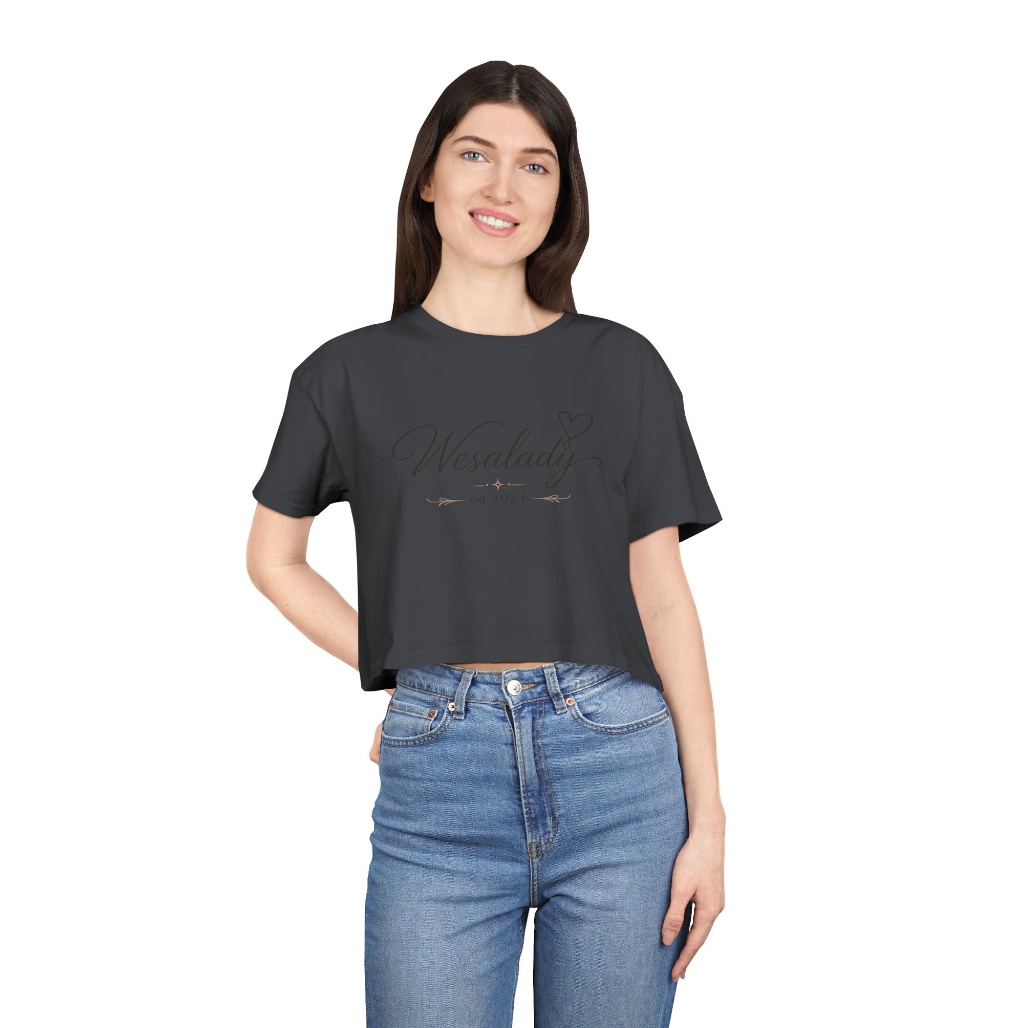 Crop Tee — "Wesalady est. 2024" Feminine Script Crop Top