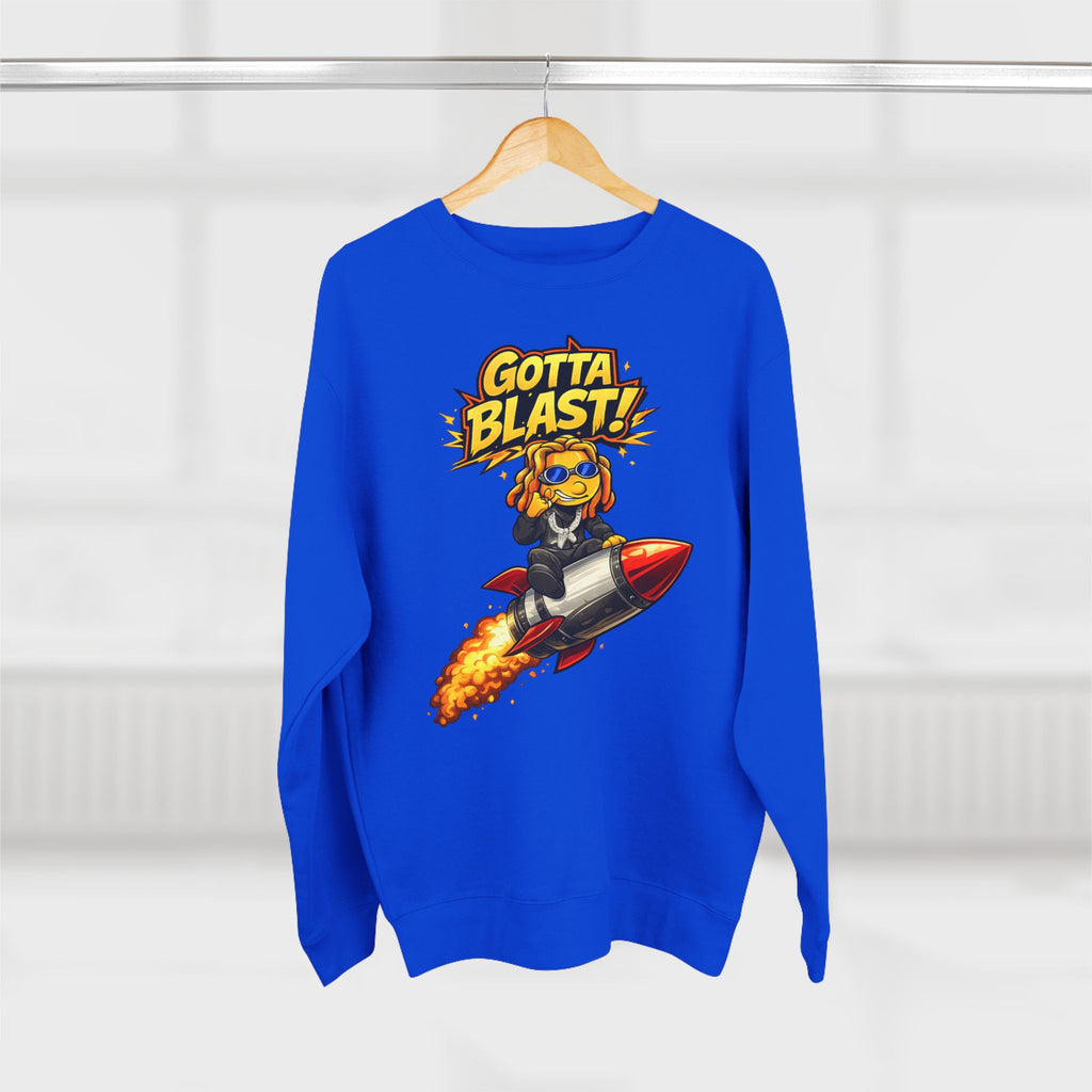 Gotta Blast Crewneck Sweatshirt — "Gotta Blast!" Retro Rocket Graphic
