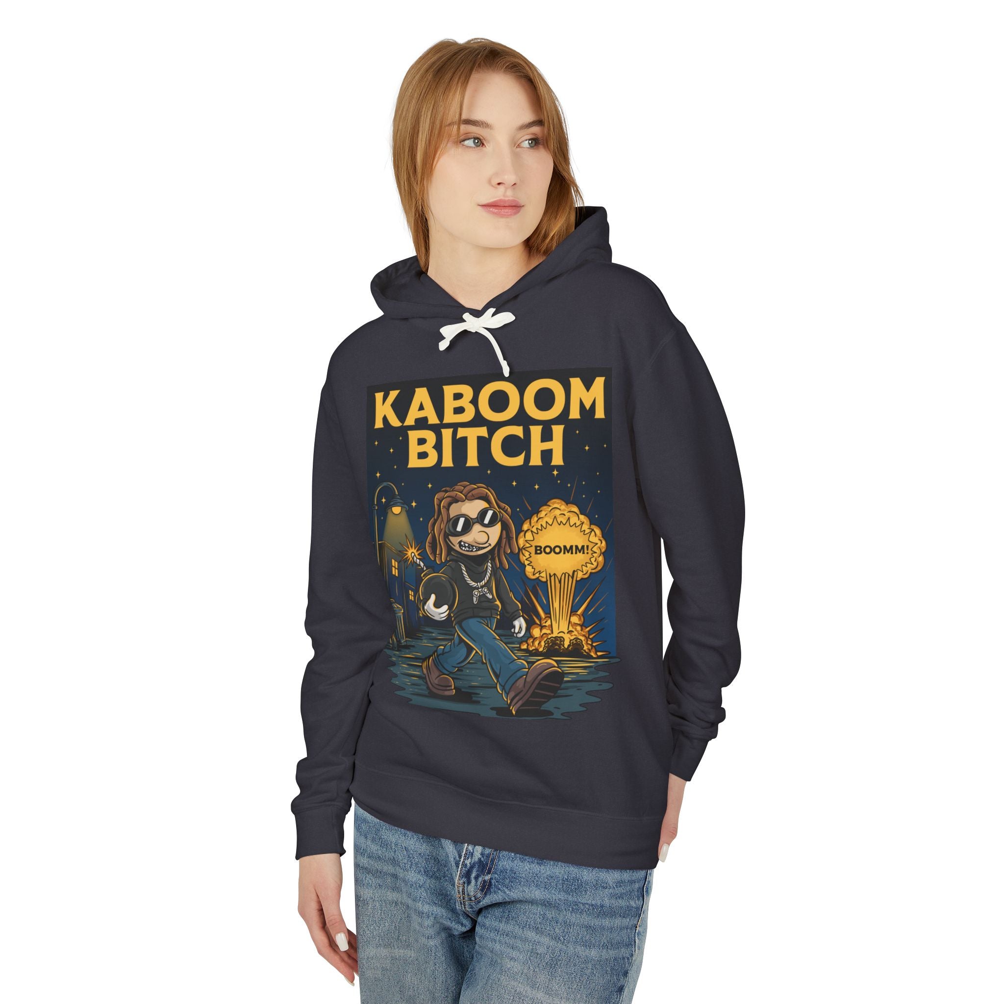 Unisex Kaboom Bitch Hoodie — Retro Cartoon Explosion Graphic Hoodie