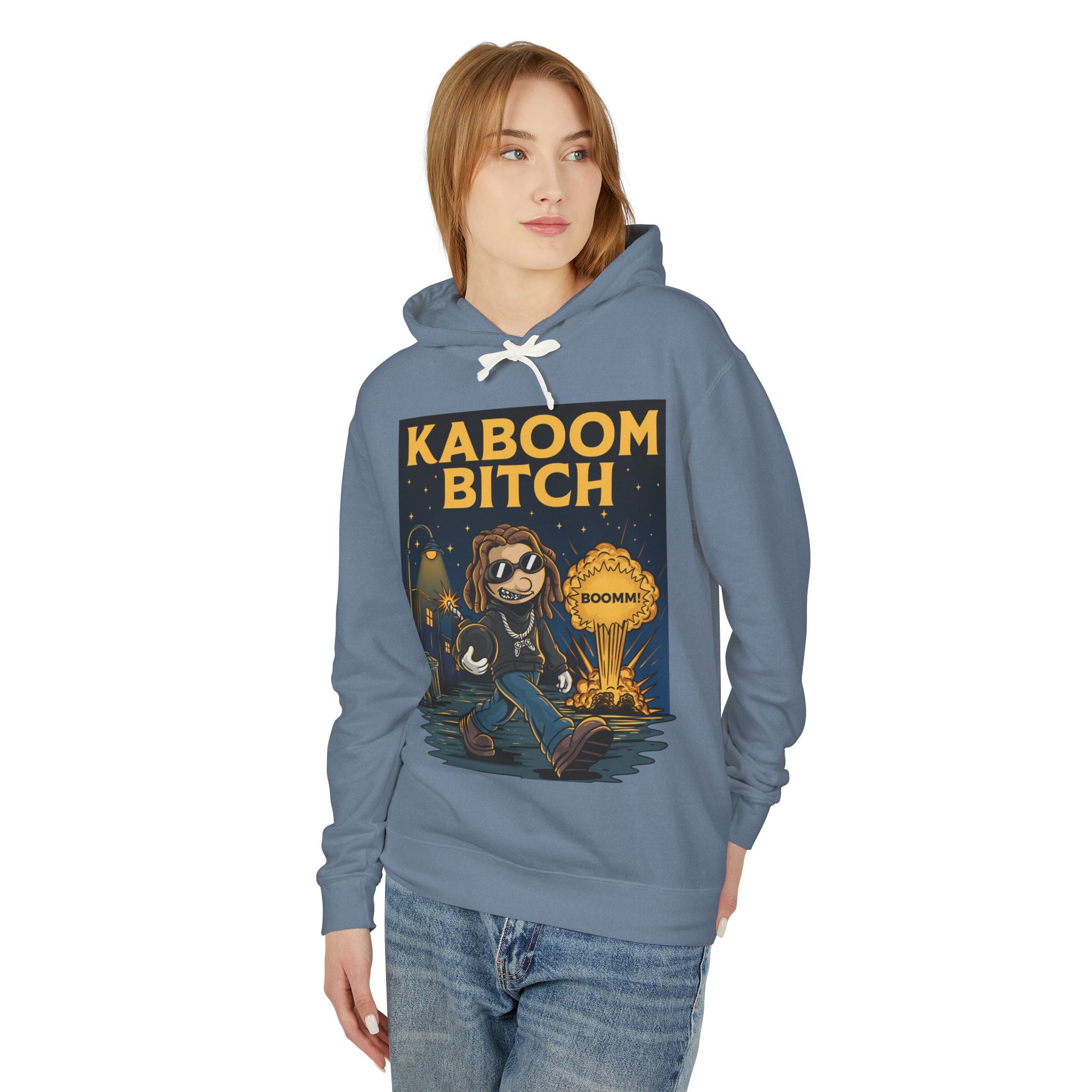 Unisex Kaboom Bitch Hoodie — Retro Cartoon Explosion Graphic Hoodie
