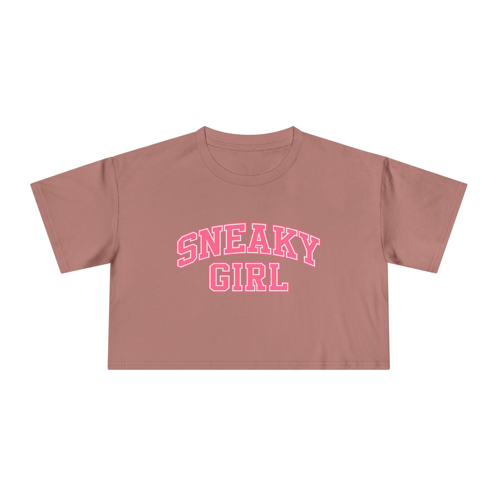 Sneaky Girl Pink Retro Crop Tee