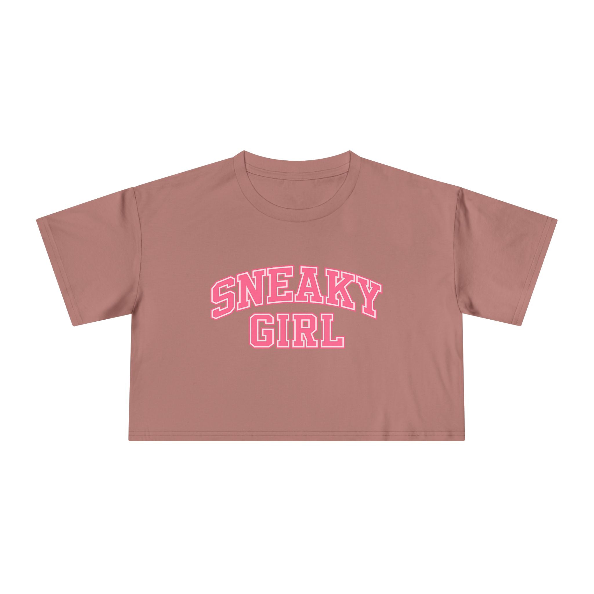 Sneaky Girl Pink Retro Crop Tee