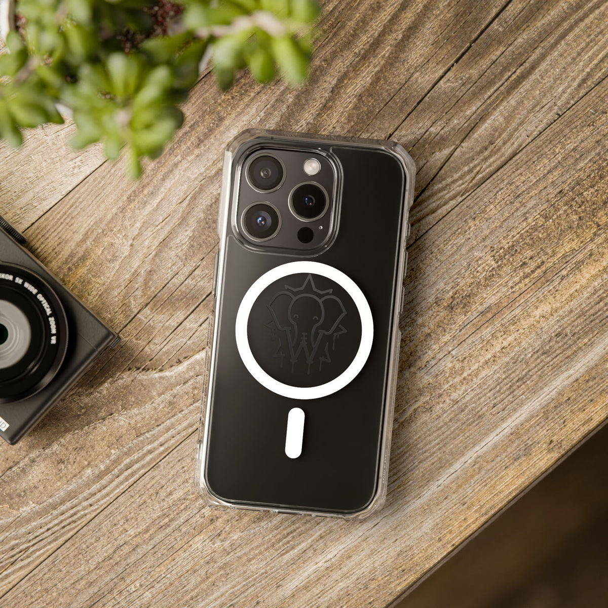 Clear Magnetic Phone Case — Black Elephant Wesalinki Ring Grip
