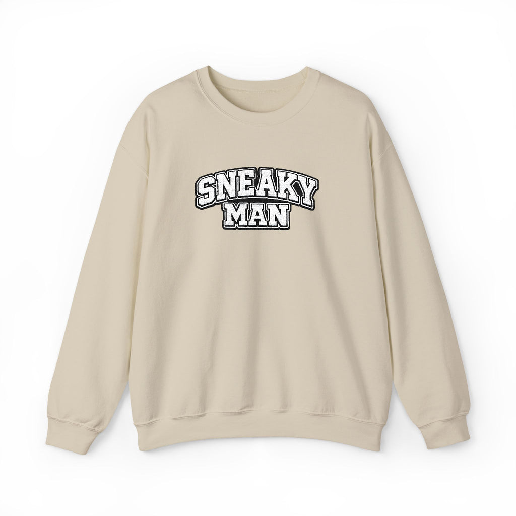 Sneaky Man Crewneck Sweatshirt — Retro Collegiate Embroidery