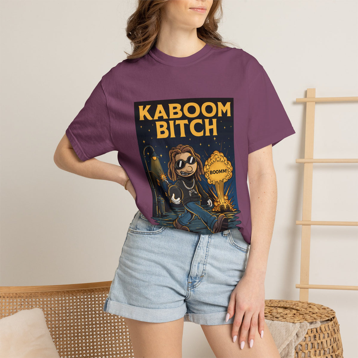 Kaboom Bitch T-Shirt — Vintage Cartoon Explosion Graphic Tee