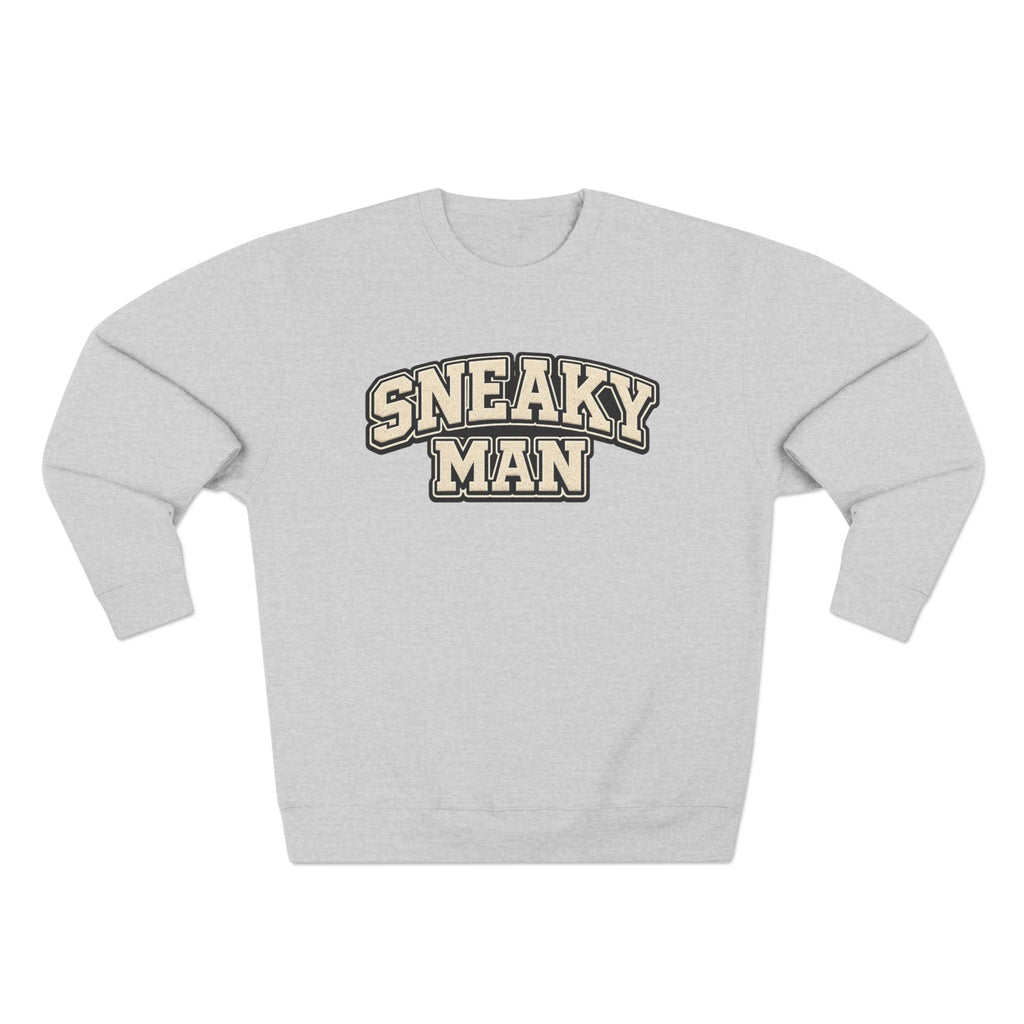 Sneaky Man Crewneck Sweatshirt — Retro Collegiate Graphic Pullover