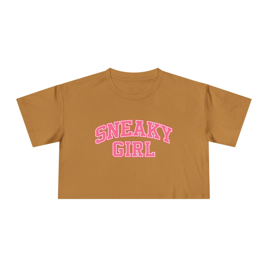 Sneaky Girl Pink Retro Crop Tee