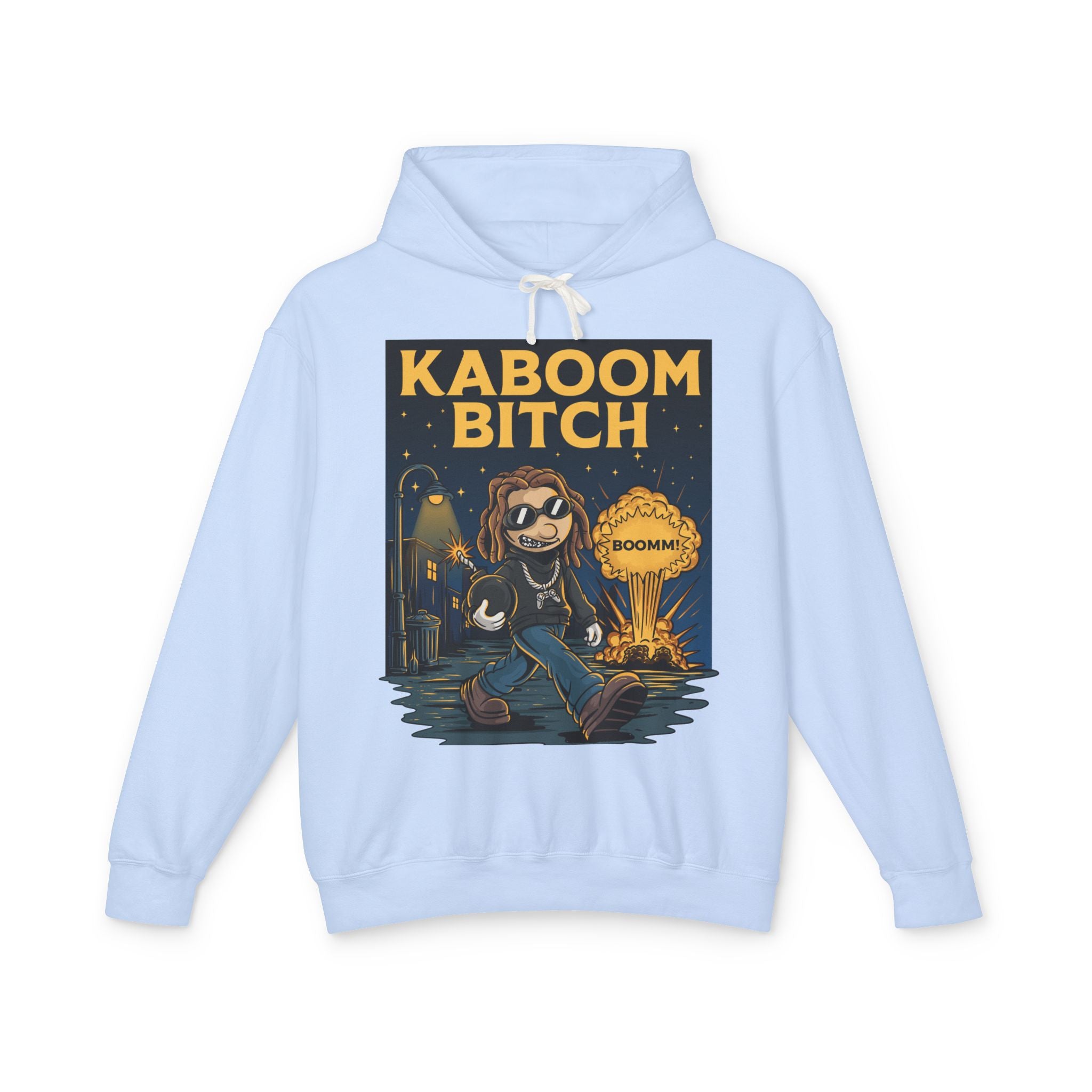 Unisex Kaboom Bitch Hoodie — Retro Cartoon Explosion Graphic Hoodie