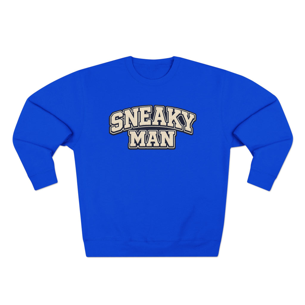 Sneaky Man Crewneck Sweatshirt — Retro Collegiate Graphic Pullover
