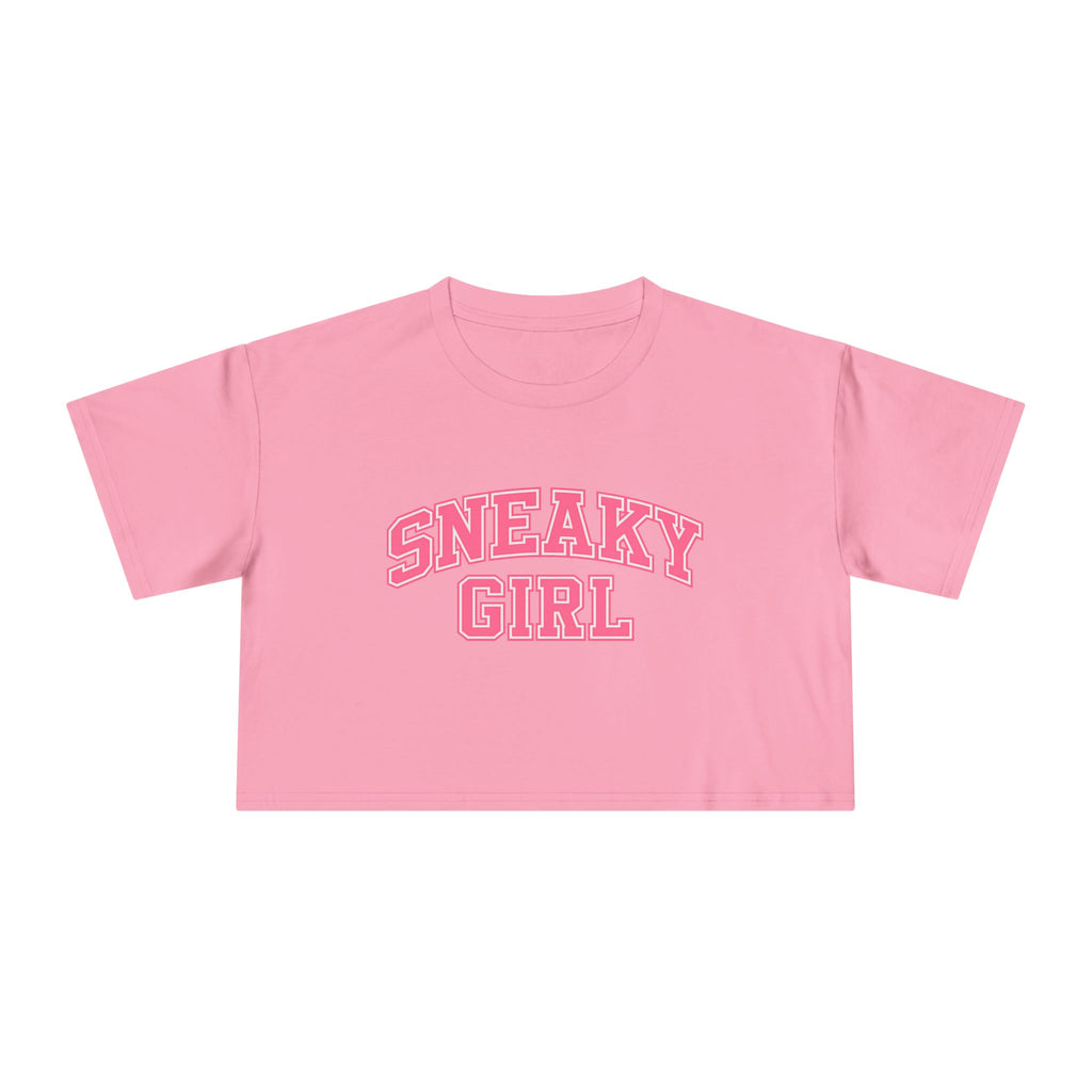 Sneaky Girl Pink Retro Crop Tee