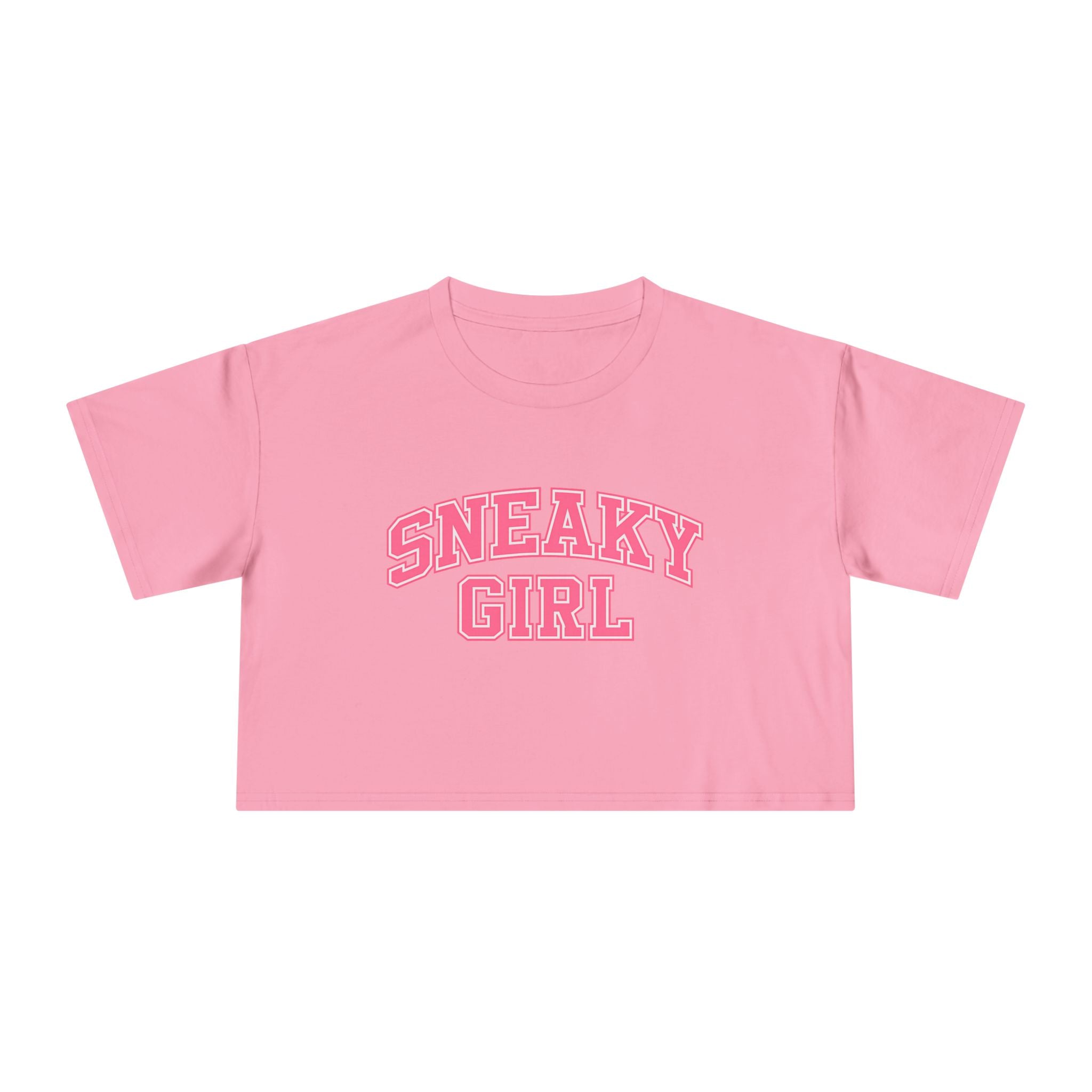Sneaky Girl Pink Retro Crop Tee