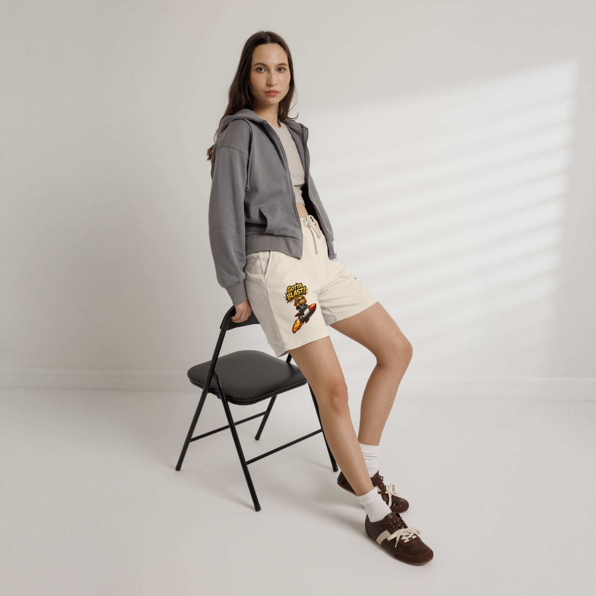 Gotta Blast Sweat Shorts — 'Gotta Blast!' Rocket Character Fleece Lounge Shorts
