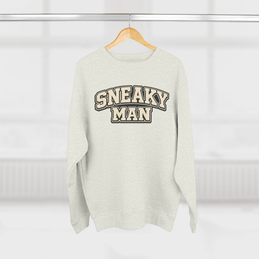 Sneaky Man Crewneck Sweatshirt — Retro Collegiate Graphic Pullover