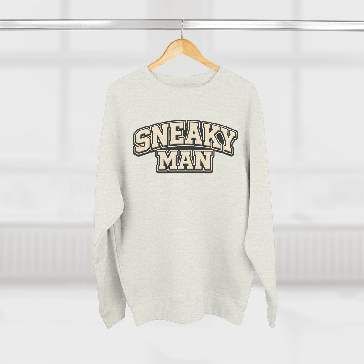 Sneaky Man Crewneck Sweatshirt — Retro Collegiate Graphic Pullover