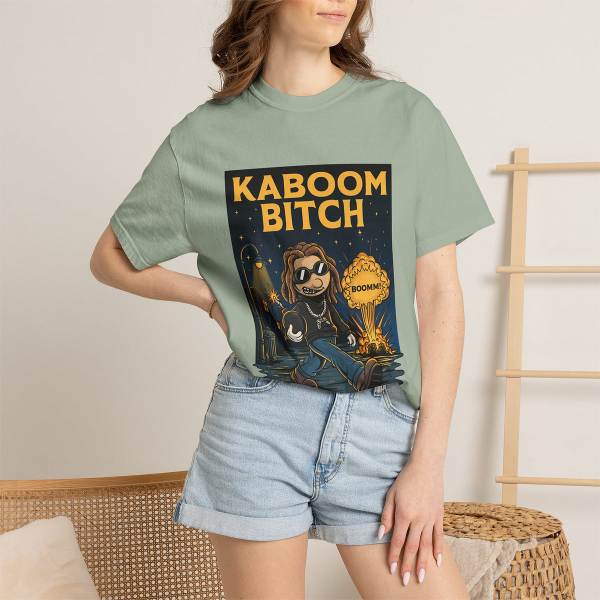 Kaboom Bitch T-Shirt — Vintage Cartoon Explosion Graphic Tee