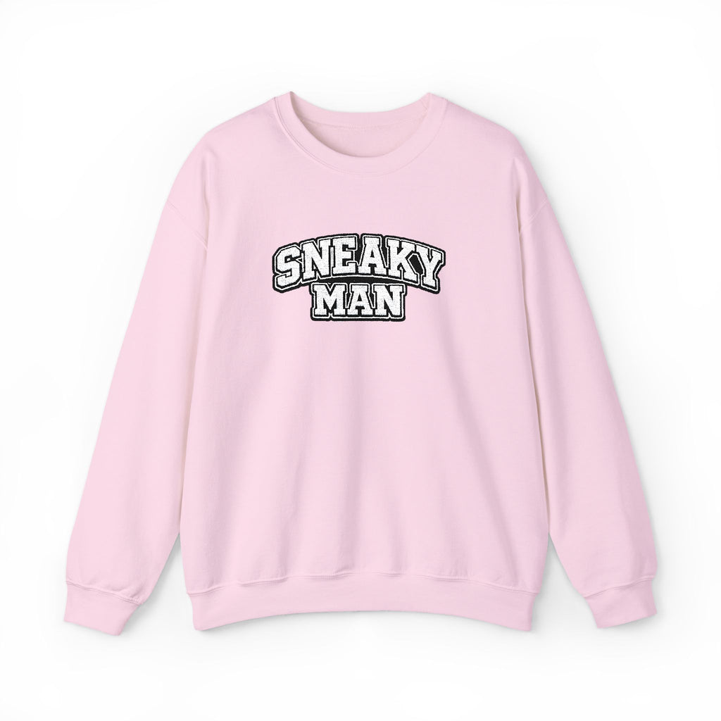 Sneaky Man Crewneck Sweatshirt — Retro Collegiate Embroidery