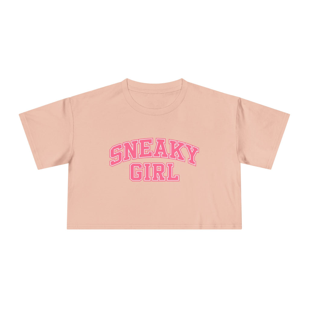 Sneaky Girl Pink Retro Crop Tee