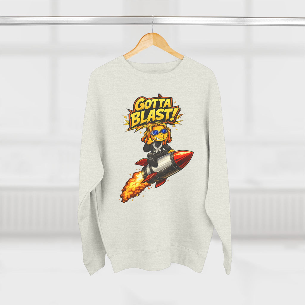 Gotta Blast Crewneck Sweatshirt — "Gotta Blast!" Retro Rocket Graphic